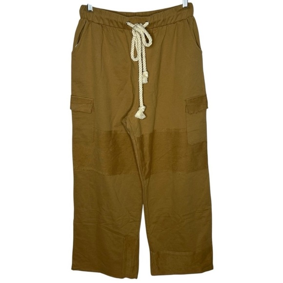 Time After Time Mustard Rope Tie Wide Leg Sweatpants - Picture 2 of 14